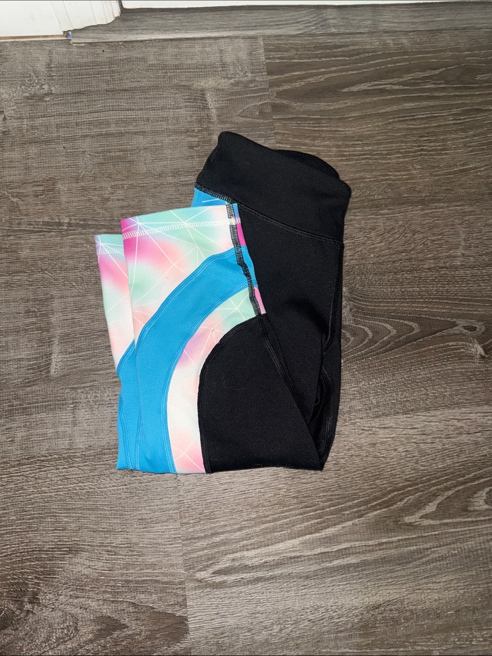 DSG Black Leggings with Blue and Pastel Gradient Panels